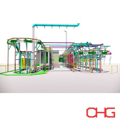 Linea di pretrattamento automatico di immersione e spruzzo per elettrforesi/rivestimento elettroforetico
