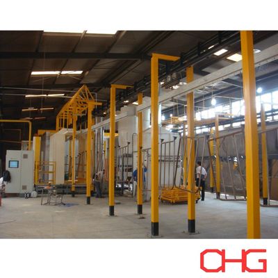 Equipaggiamento per la linea di rivestimento in polvere con sistema trasportatore e cabina di spruzzatura