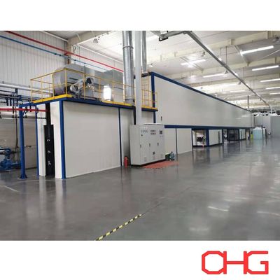 Linea di rivestimento elettrostatico in polvere con sistema di trasporto aereo