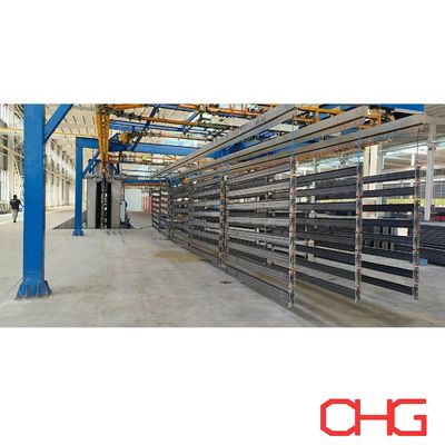 Linea di rivestimento in polvere di scaffali metallici automatici con sistema di trasportatore senza energia e forno di raffinazione